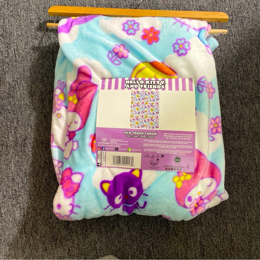 Hello Kitty And Friends Plush Throw Blanket 50" x 70" Blue Silk Touch Throw